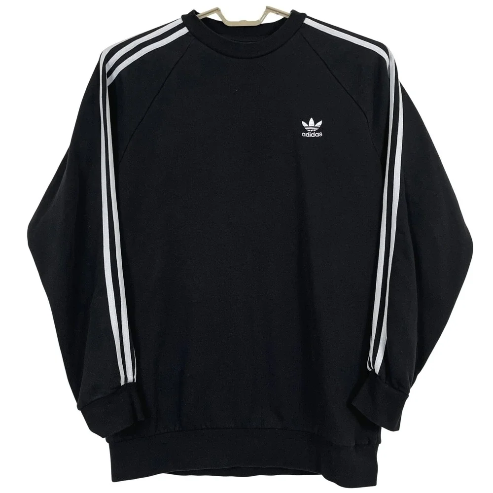 Adidas Originals Men Adicolor Sweatshirt L Black 3-Stripes Trefoil Logo Pullover